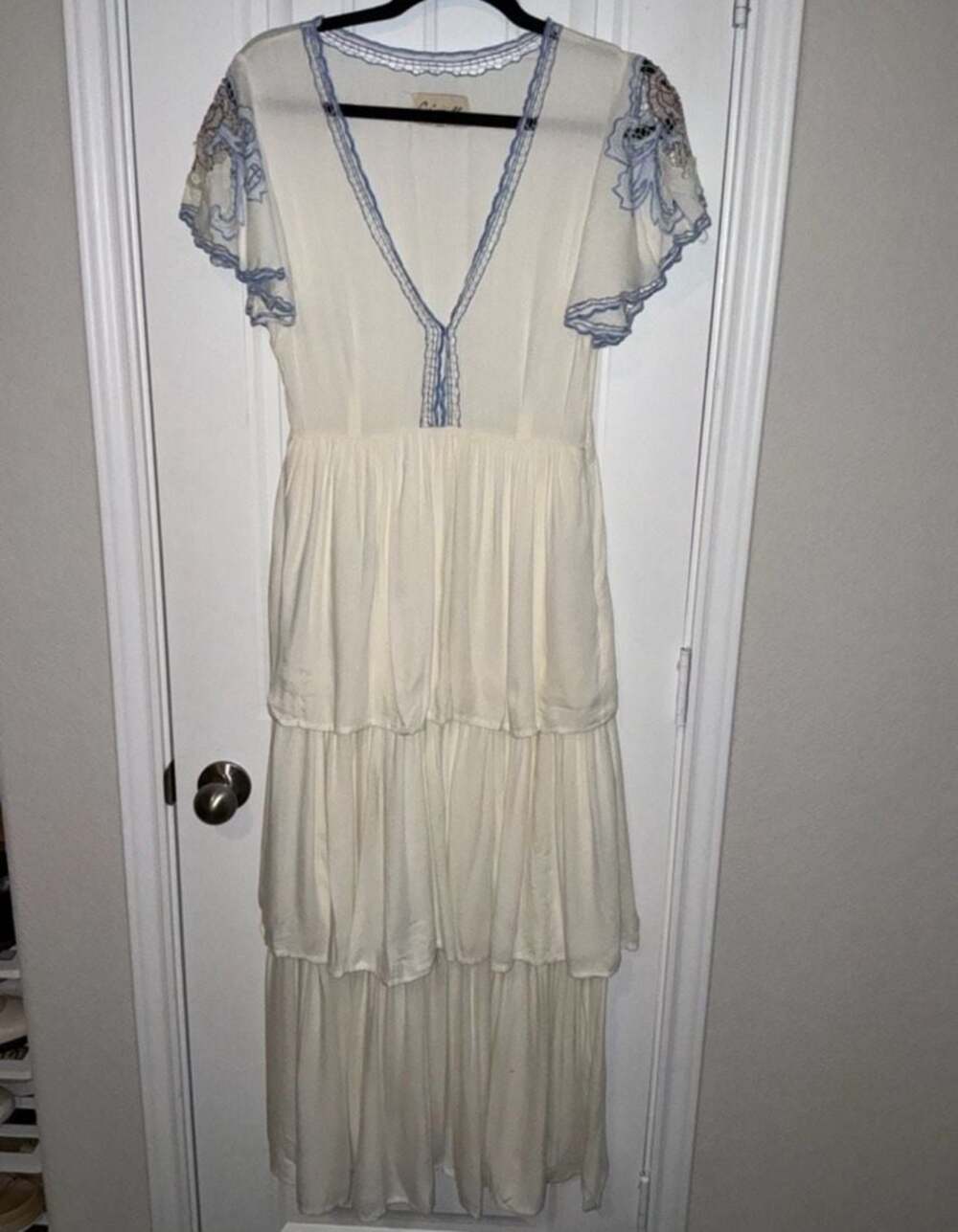 Cleobella Daphne Embroidered Tiered Dress in cottagecore coquette Bridgerton